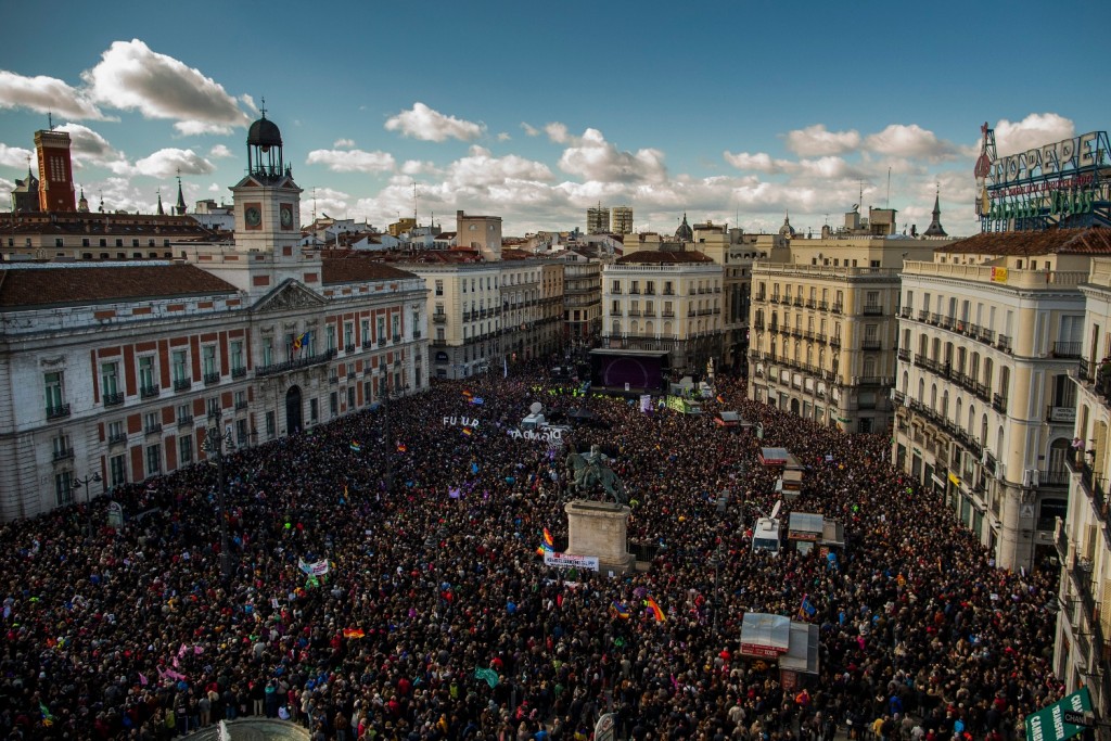 Mitin de Podemos el pasado 31 de enero, en la Puerta del Sol, en Madrid. 